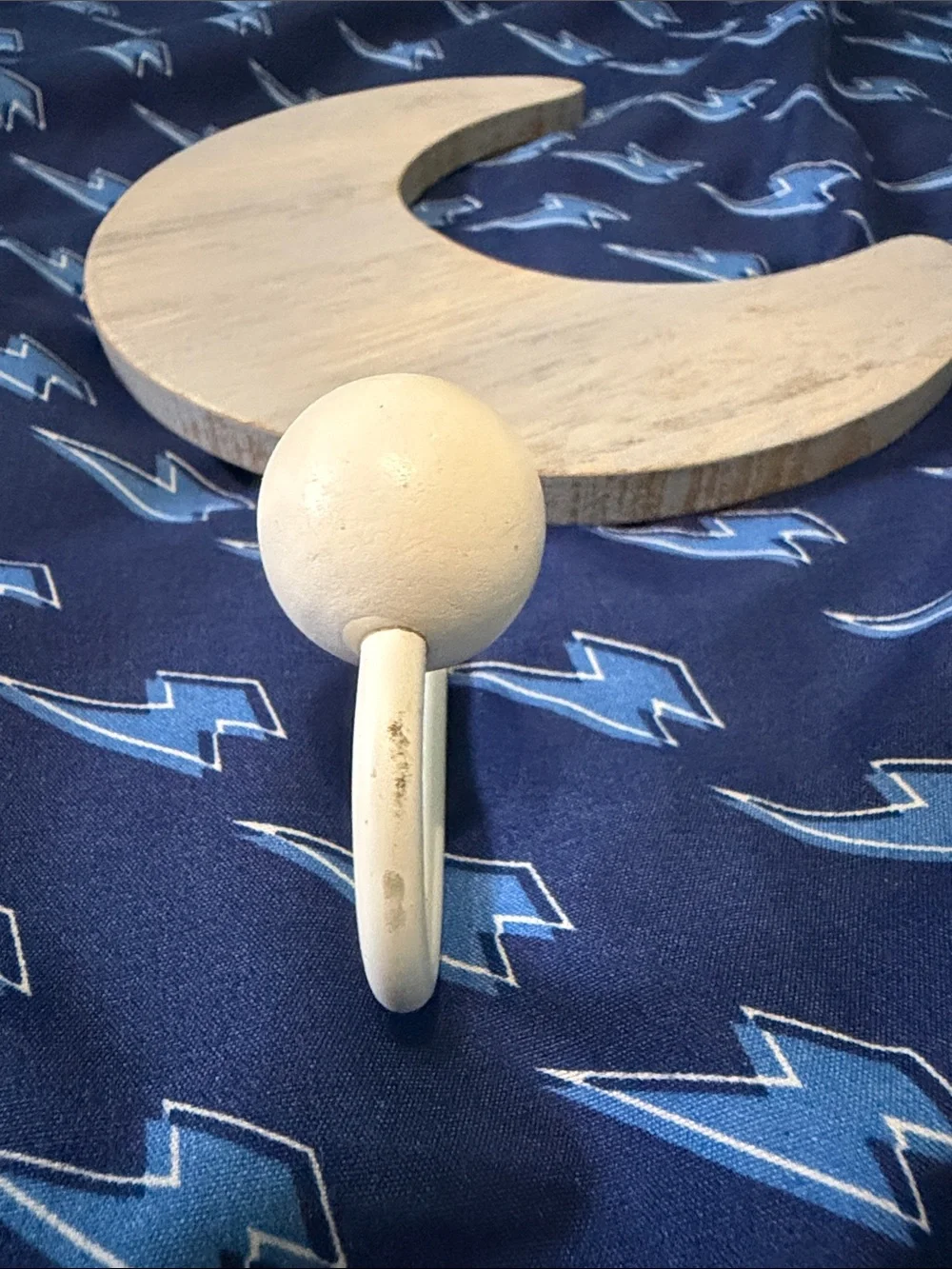 Wooden Crescent Moon Wall Hook - Natural White